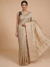 Beige and Copper Semi Raw Silk Saree