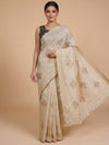 Cream and Gold Linen Cotton Saree