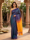 Teal and Mustard Banana Silk Sarees