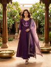 Purple Sequin Embroidered Paisley Anarkali Kurti Set