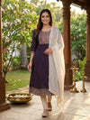 Deep Purple Embroidered Anarkali Top