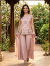 Dusty Rose Silk Floral Embroidered Sharara Set