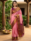 Pink and Maroon Pure Kanchipuram Silk Saree