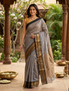 Grey and Black Chettinad Cotton Saree