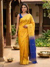 Mustard Yellow and Royal Blue Banana Silk Sarees