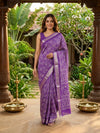 Purple and White Dola Silk Saree