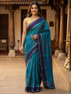 Teal Blue and Navy Dola Silk Saree