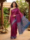 Magenta and Blue Silk Cotton Saree