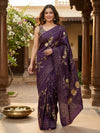 Purple and Gold Designer Zari Work Art Silk Saree