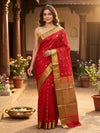 Red and Gold Pure Silk Cotton Saree