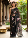 Black and Red Linen Cotton Saree
