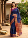 Navy Blue and Magenta Chettinad Cotton Saree