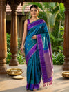 Peacock Blue and Purple Pure Kanchipuram Silk Saree