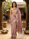 Dusty Pink and Maroon Nagamam Cotton Saree