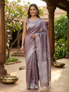Dusty Mauve Semi Tussar Saree