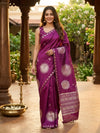 Magenta and Silver Semi Tussar Saree