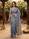 Grey and Gold Semi Tussar Saree