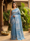 Blue and Silver Semi Tussar Saree