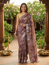Mauve and Yellow Dola Silk Saree