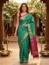 Teal Green and Magenta Pure Soft Silk Saree