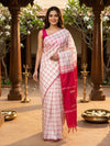 White and Pink-Red Banana Silk Sarees
