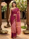Wine Magenta and Rose Pink Chettinad Cotton Saree