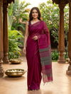 Deep Magenta and Dark Green Silk Cotton Saree