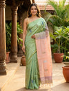Green and Peach Banana Silk Sarees
