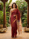 Maroon and Cream Banana Silk Sarees