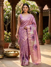 Mauve and Gold Semi Tussar Saree