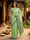 Light Green and Pink Nagamam Cotton Saree