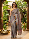 Grey and Maroon Nagamam Cotton Saree