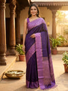 Purple and Lavender Pure Soft Silk Saree