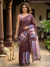 Mauve Brown Linen Cotton Saree