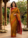 Mustard and Maroon Silk Cotton Saree