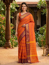 Rust Orange and Magenta Chettinad Cotton Saree
