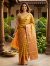 Gold and Orange Pure Kanchipuram Silk Saree