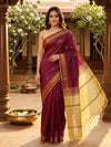 Maroon and Cream Banana Silk Sarees