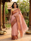 Pale Pink and Rust Nagamam Cotton Saree