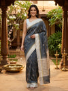 Grey and Cream Dola Silk Saree