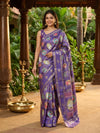 Violet and Gold Dola Silk Saree