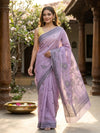 Lavender and Grey Linen Cotton Saree
