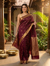 Maroon and Gold Pure Kanchipuram Silk Saree