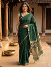 Dark Green and Gold Pure Silk Cotton Saree
