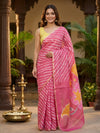Pink and White Linen Cotton Saree