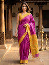 Magenta and Yellow Dola Silk Saree