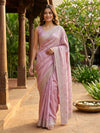 Dusty Pink and Silver Designer Satin Saree