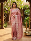 Pink and Cream Designer Zari Work Art Silk Saree