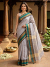 Grey and Green Chettinad Cotton Saree