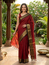 Maroon and Black Chettinad Cotton Saree